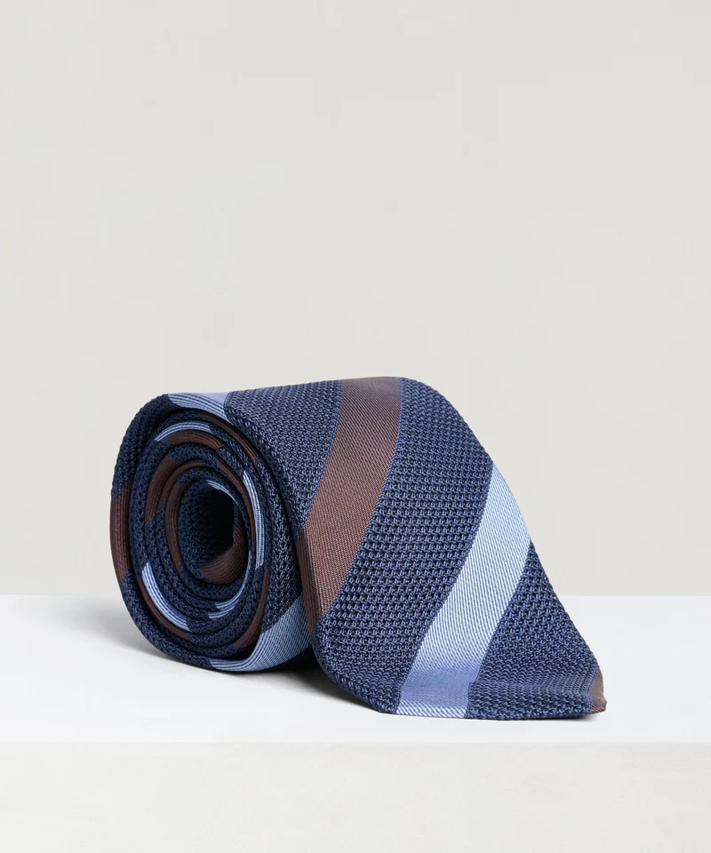 Das gestreept zijde blauw/bruin