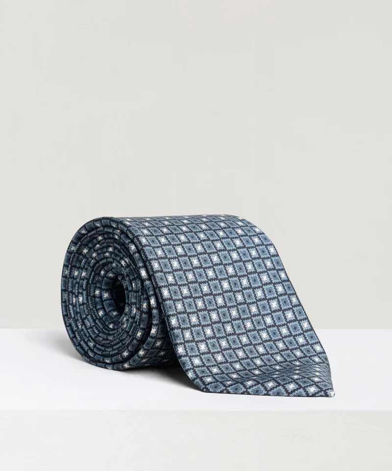 Das geometrisch patroon zijde blauw