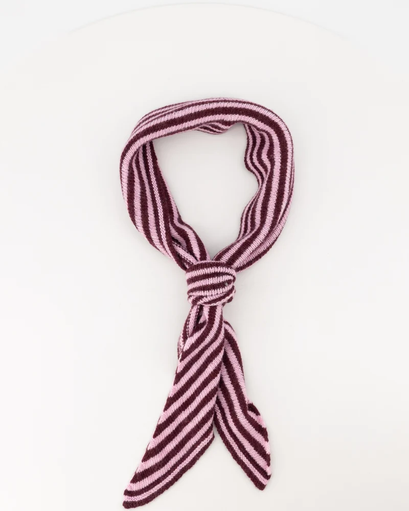 Cashmere sjaaltje Kaia gestreept Burgundy/roze