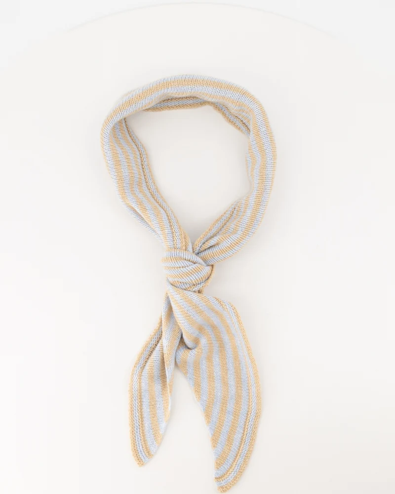 Cashmere sjaaltje Kaia gestreept Biscuit/lichtblauw