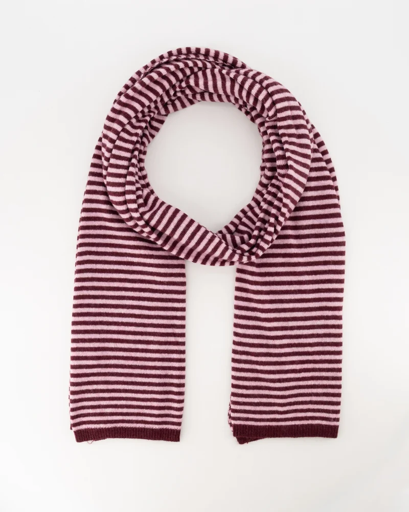 Cashemere sjaal Cassy gestreept Burgundy/roze