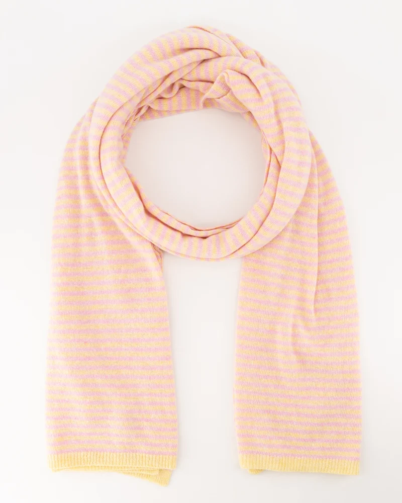 Cashemere sjaal Cassy gestreept Geel/roze
