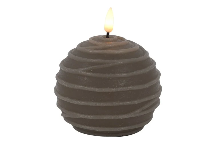 Bol kaars Led grijs