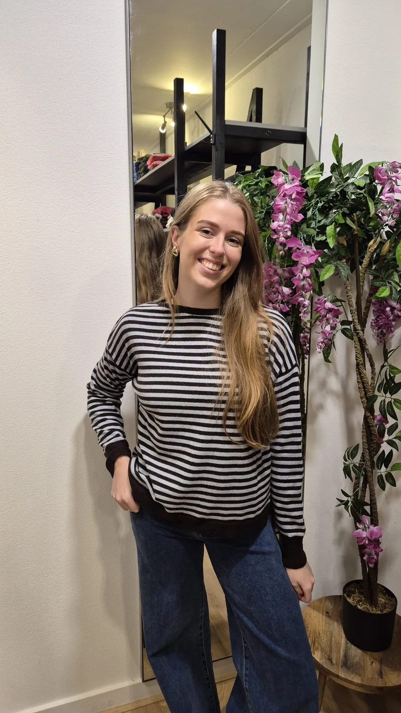 TbD truitje streep Bruin/jeans