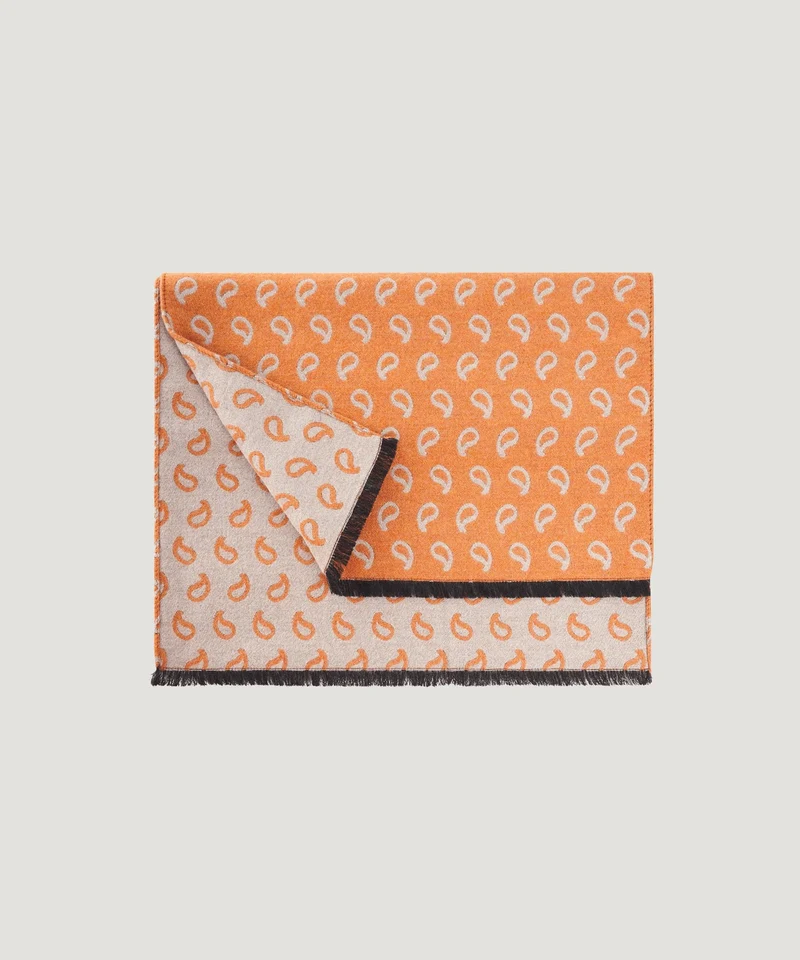 Sjaal wol en zijde oranje