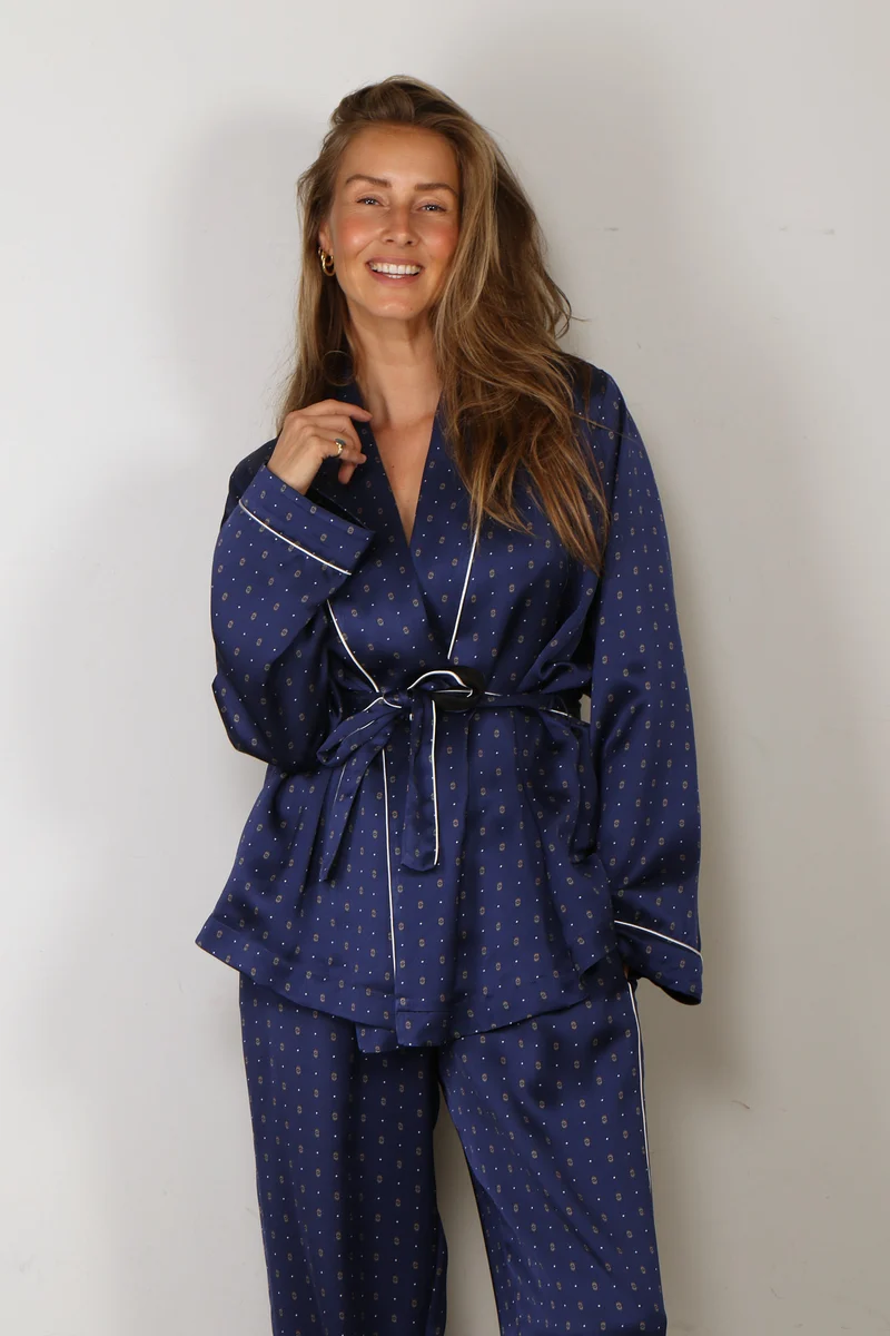 Forte_Forte - Jacket - "Le Club" Print Envers Satin Robe De Chambre - Notte