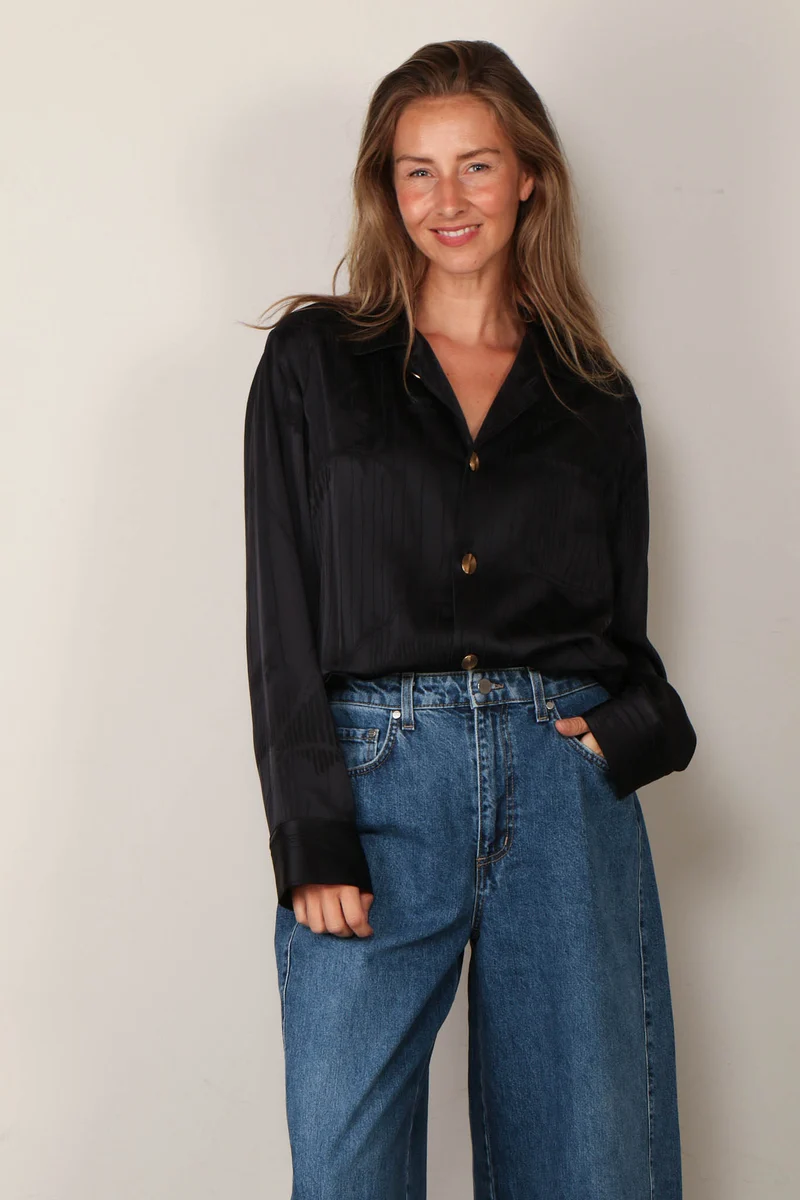 Forte_Forte - Jacket - "The Lotus" Fluid Jacquard Pajama Jacket - Notte