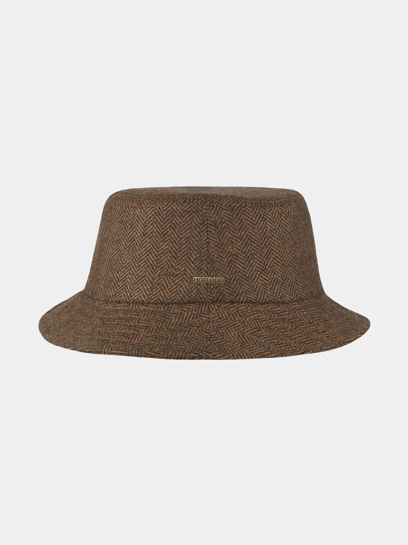 Bink - Wollen visgraat bucket hoed - Bruin