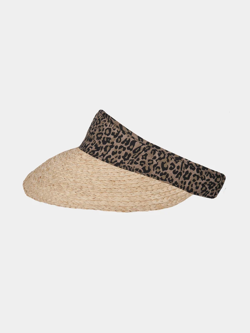 Olinka - Raffia zonneklep - Luipaard