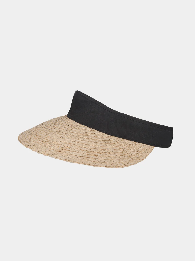 Olinka - Raffia zonneklep - Zwart