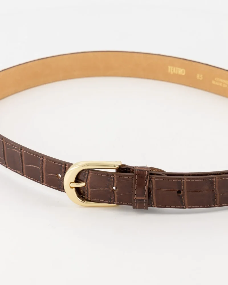 Suus Croco Riemen met gesp Hazelbruin Dark Brown