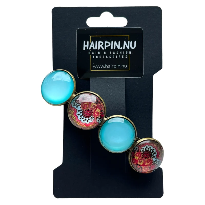 Color Hairclip haarspeld ibiza turquoise print XL-0119.26