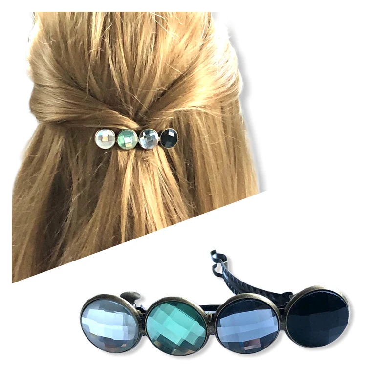 Color Hairclip Haarspeld Glossy groen grijs zwart XL