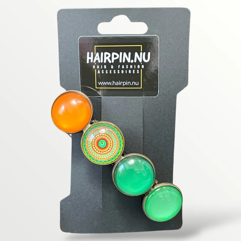 Color Hairclip haarspeld mandala bohemian ibiza groen print XL