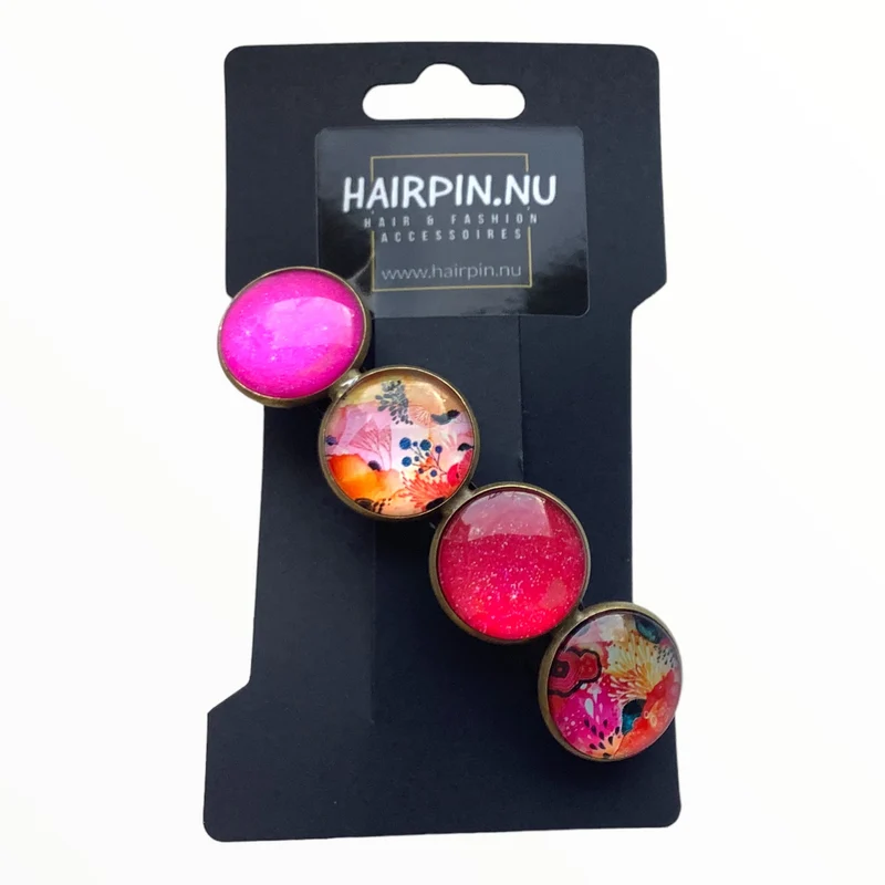 Color Hairclip haarspeld pink print XL