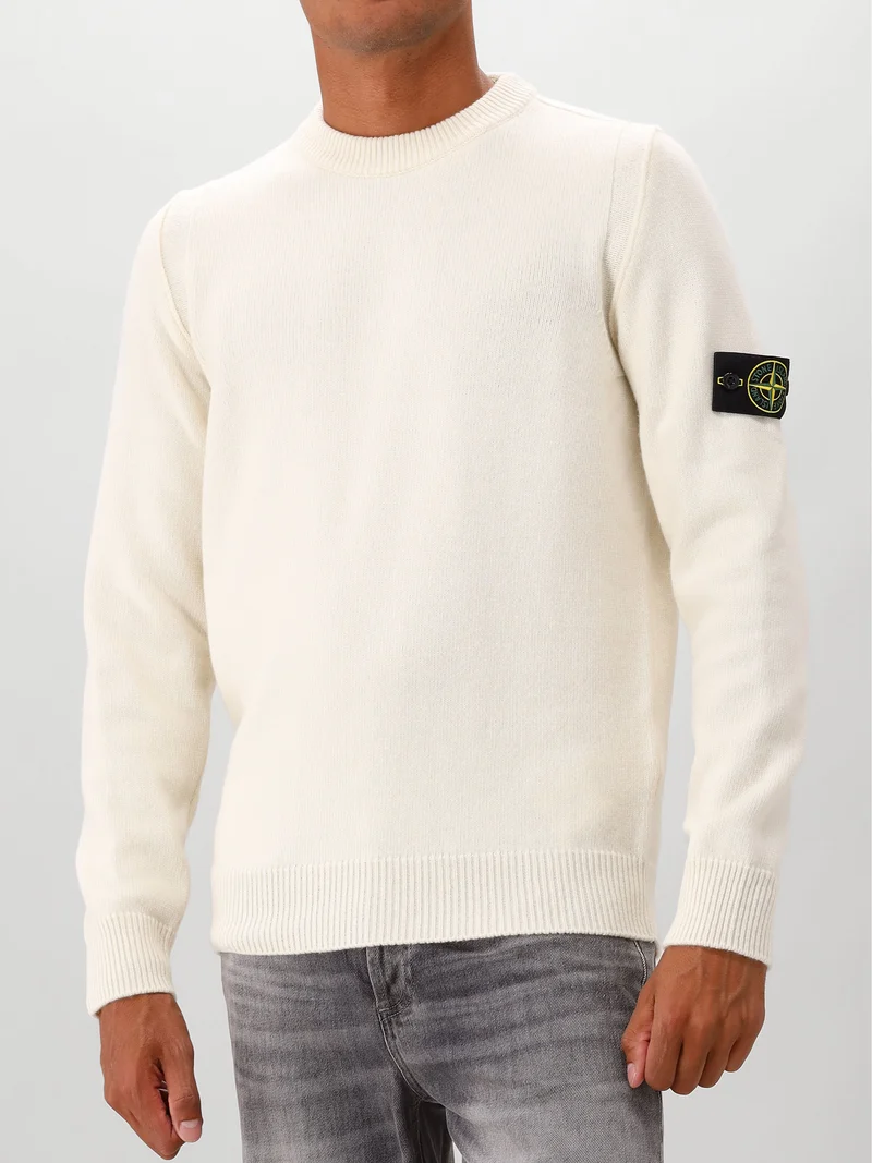 Stone Island Gebreide Trui Gebroken Wit