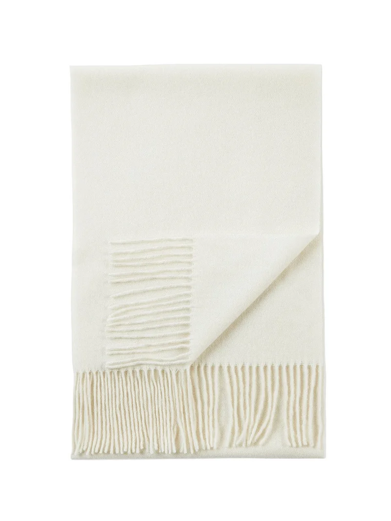 Natural Color Cashmere Fringed Scarf