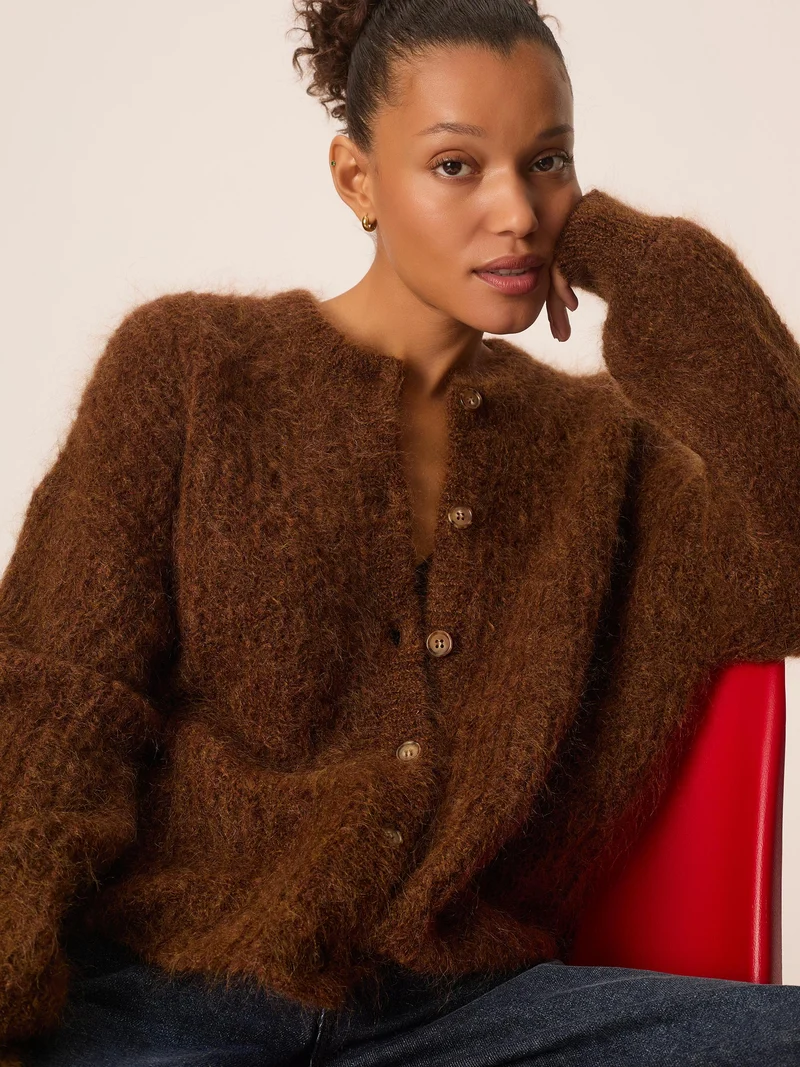 Bruin wollen vest alma