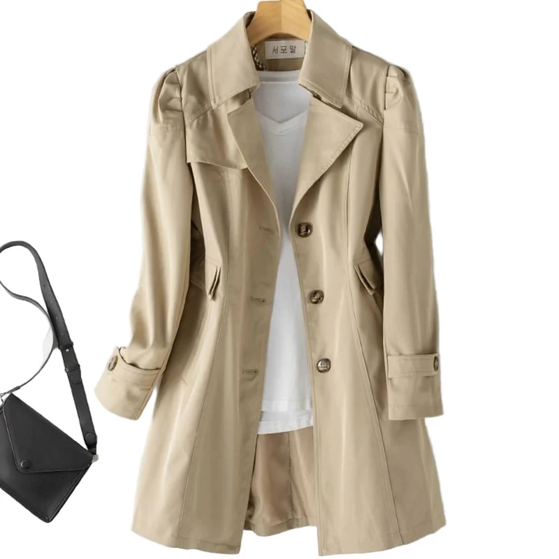 Dames Trenchcoat Waterdicht Klassiek Lange Snit