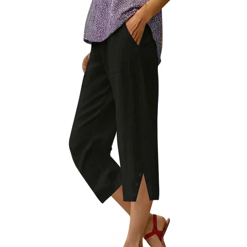 Ruimvallende broek met hoge taille en zakken voor dames