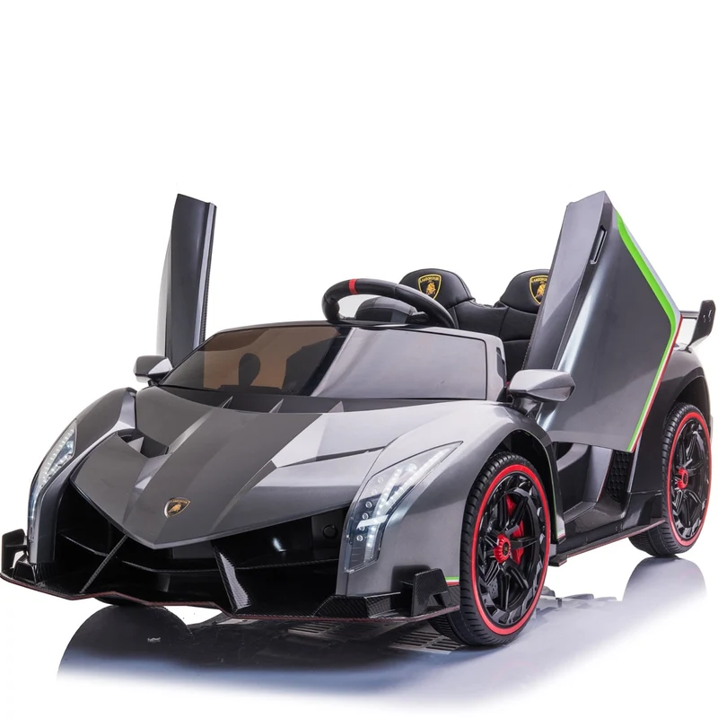 Veneno elektrische kinderauto 12V voor twee kinderen, metallic grijs