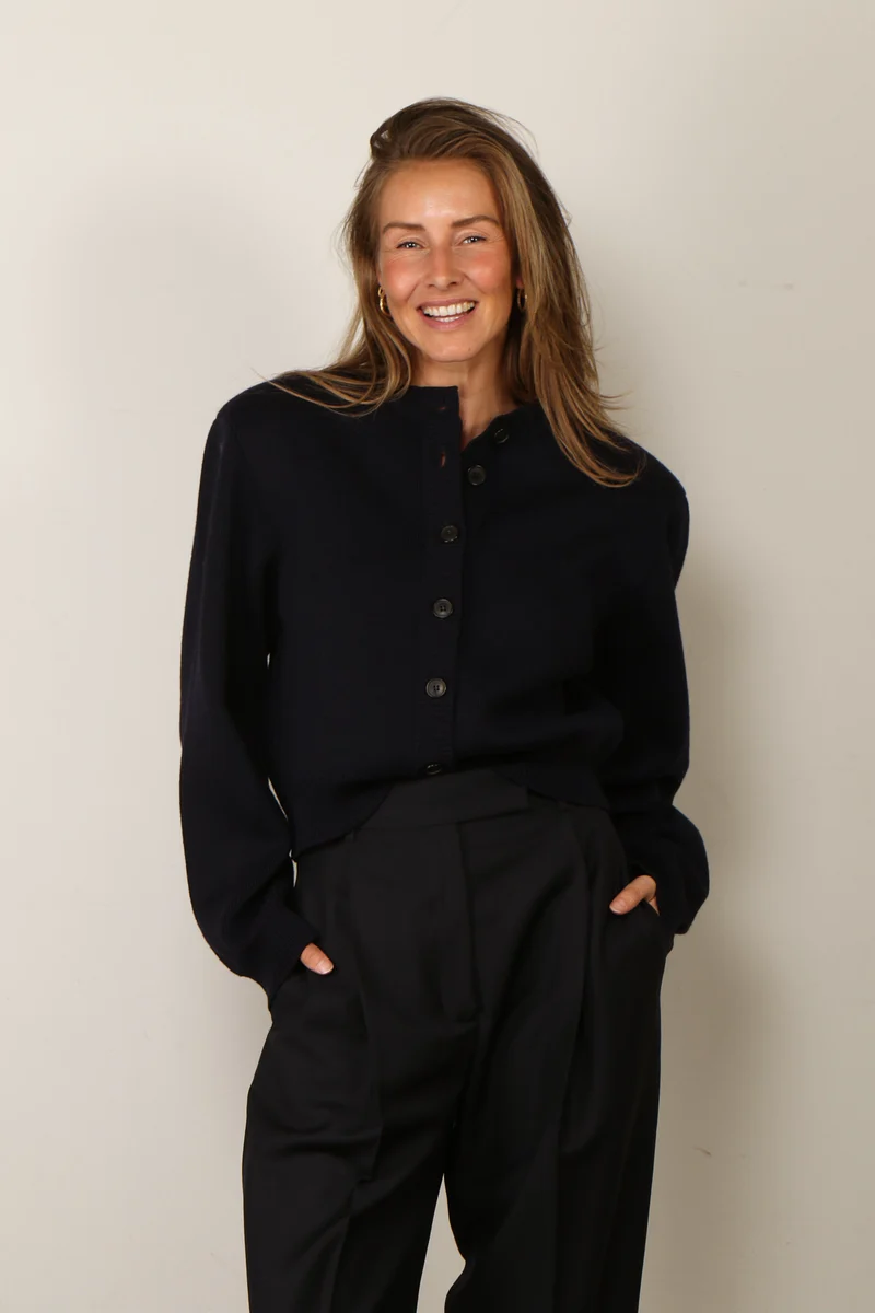 RÓHE - Vest - Statement Shoulder Cardigan - Navy