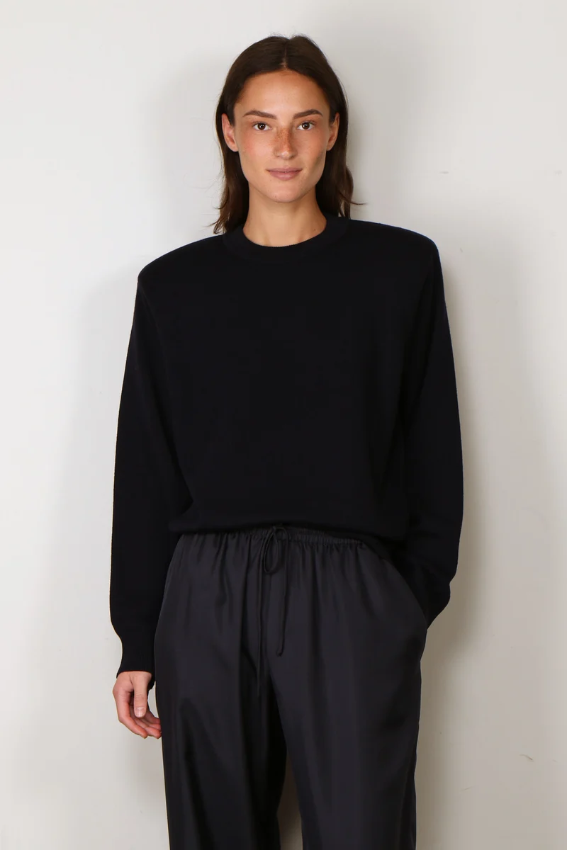 RÓHE - Sweater - Statement Shoulder Crewneck - Navy