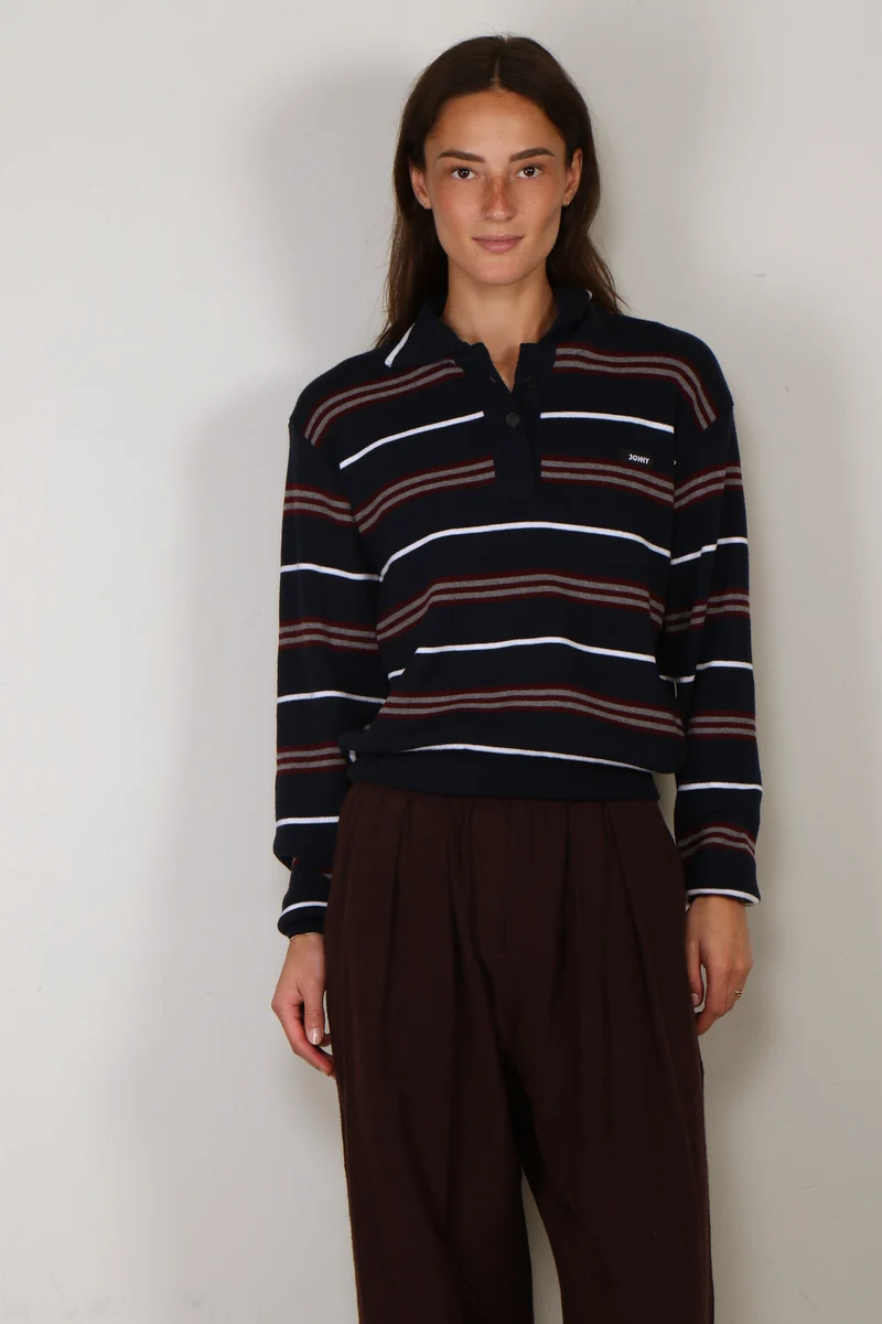 Johny - Sweater - Gino Polo Long Sleeve - Blue/Burgundy