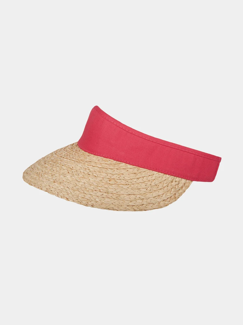 Olinka - Raffia zonneklep - Koraal