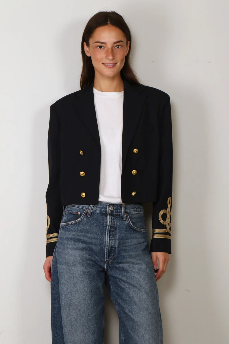 Ralph Lauren - Jacket - Double Breasted Cropped Wool Jacket - Navy