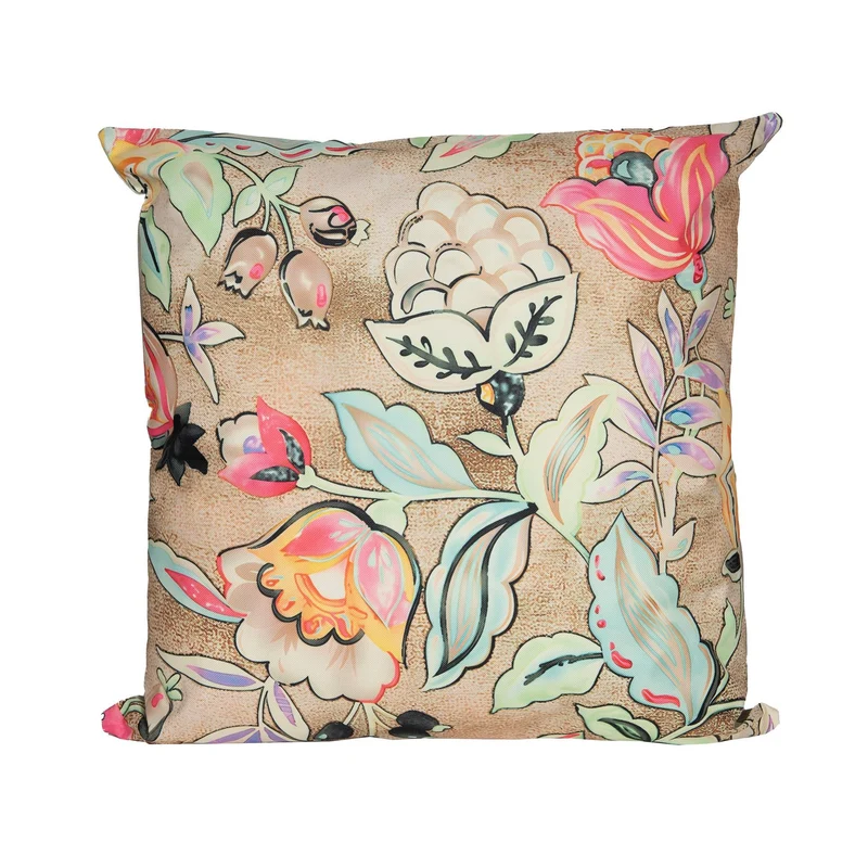 Buitenkussen bloemen groen 60x60cm