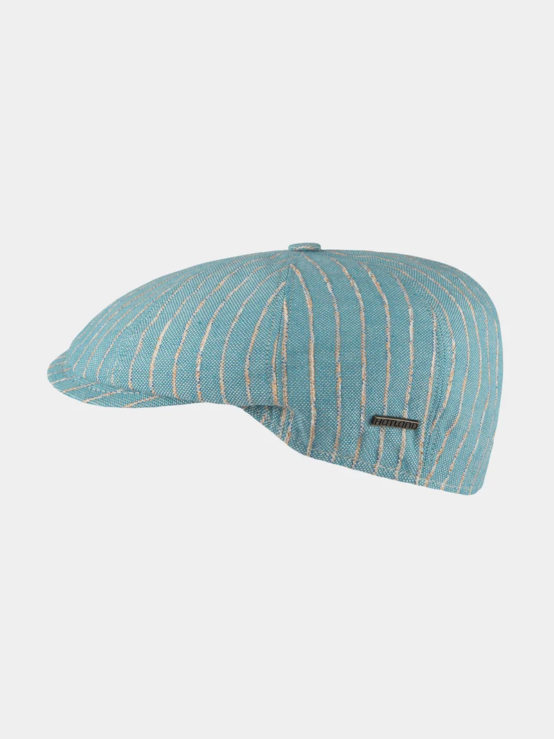 Dugan - Gestreepte flat cap - Turquoise