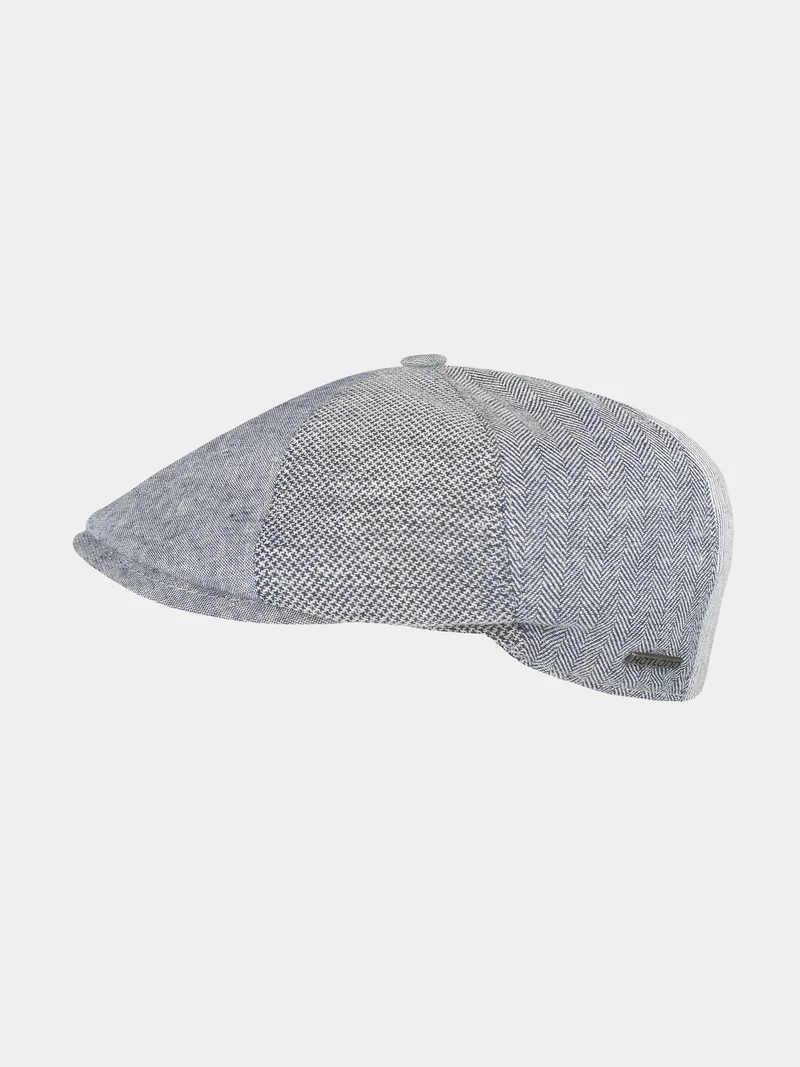 Easton - Katoenen flatcap - Marine blauw