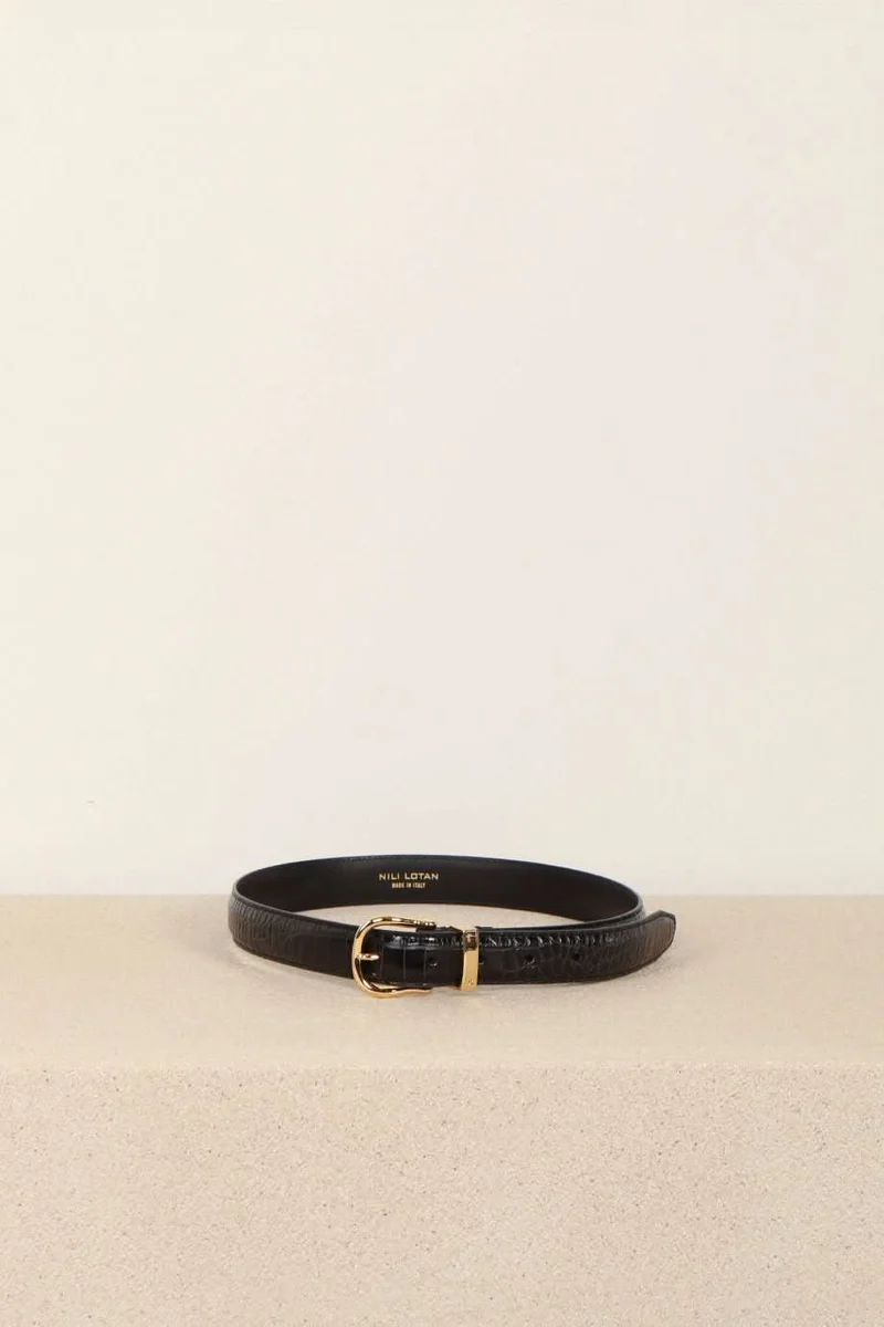 Nili Lotan - riem - Louise croc L39 - black shiny