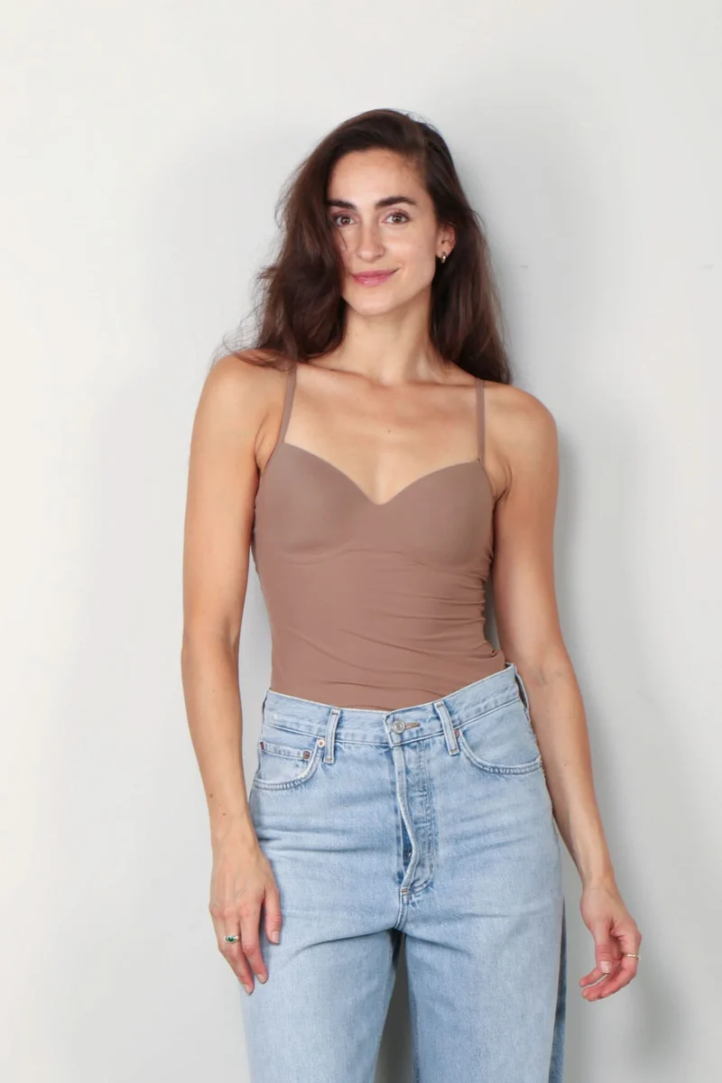 Hanro - top - Allure Padded Bra - dark taupe