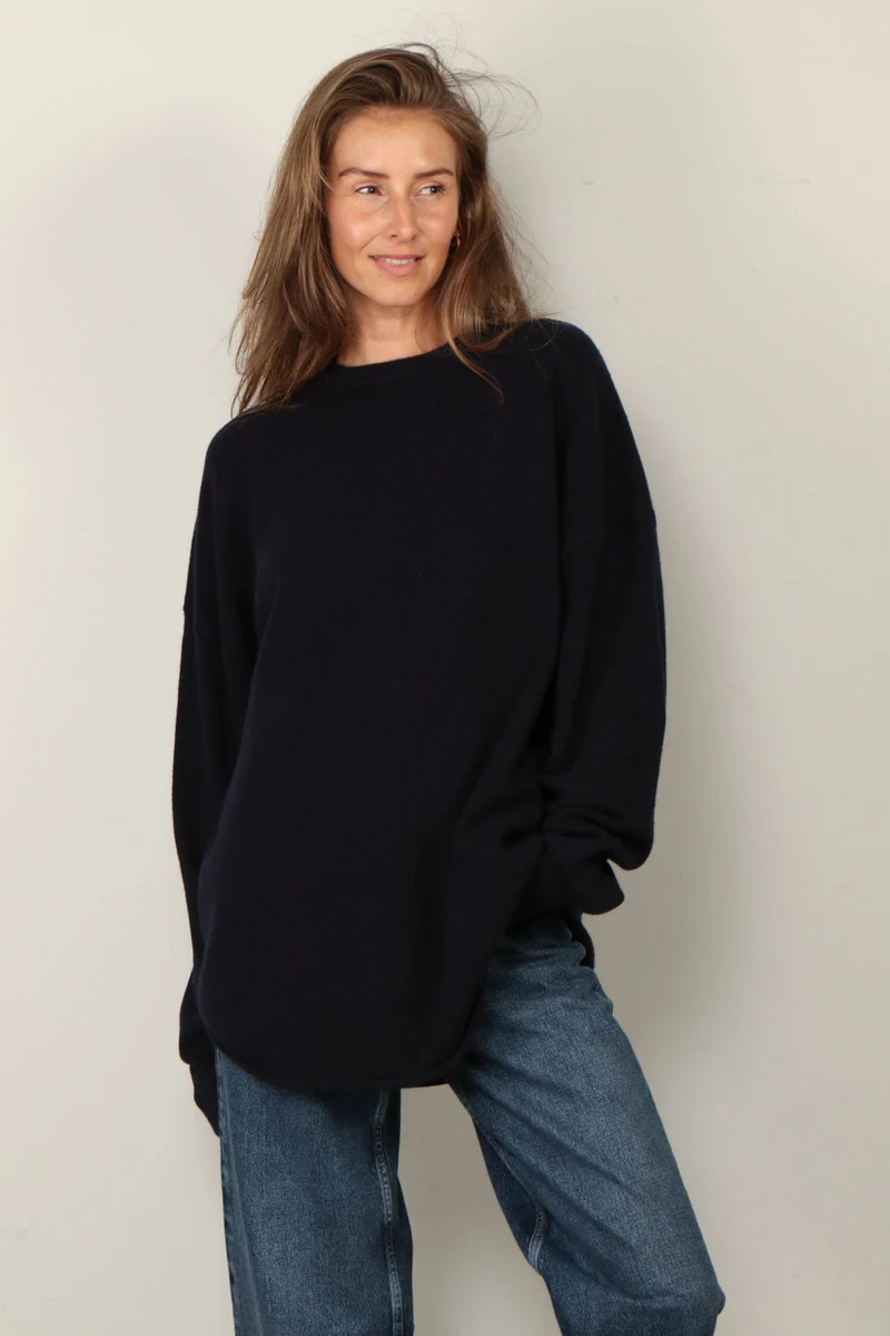 Extreme Cashmere - trui - 53 crew hop - navy