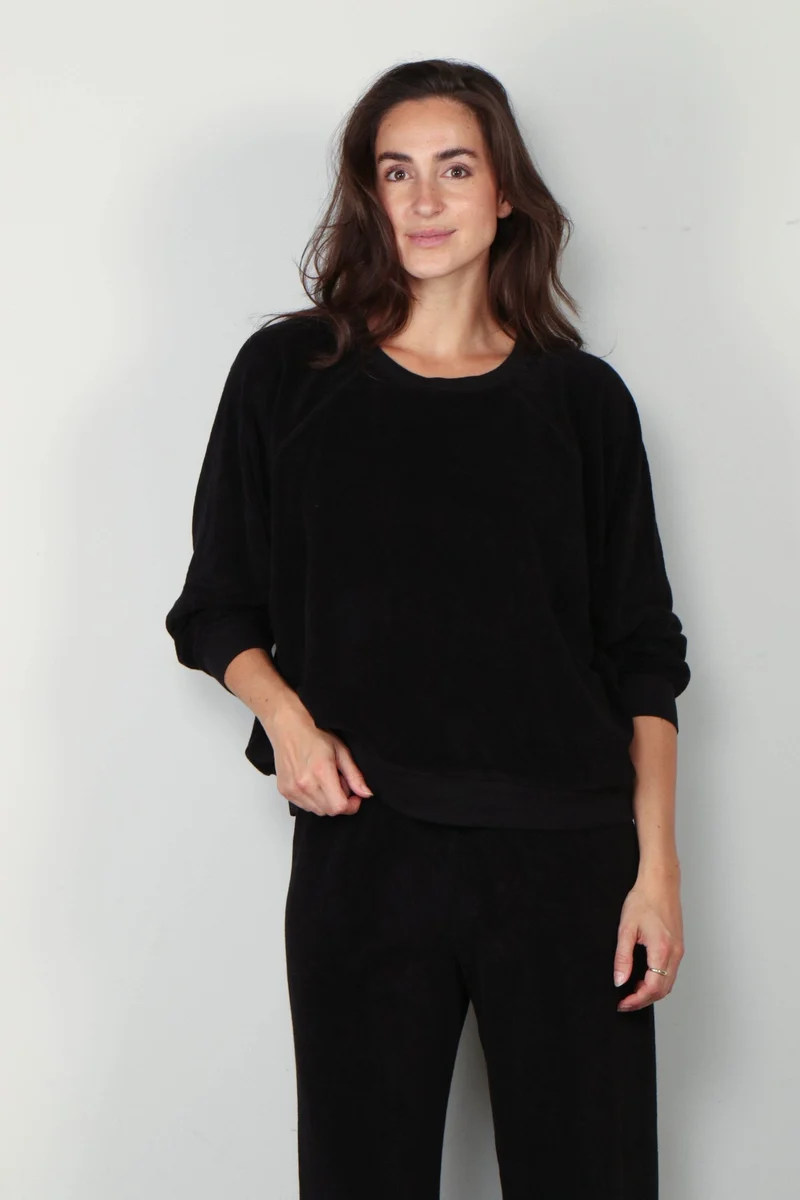 Suzie Kondi - Sweater - Samos Oversize Sweatshirt Terry - Black