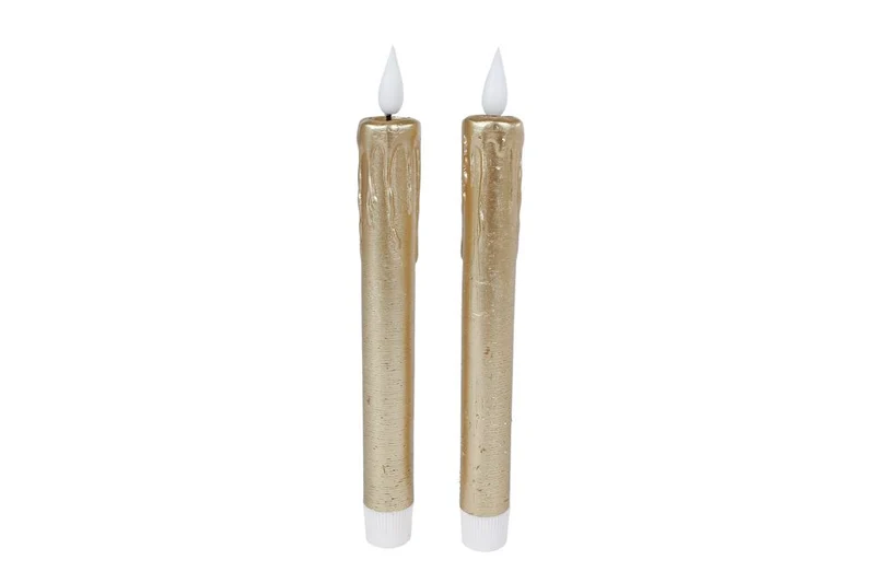 Led dinner kaars drip goud 2 stuks
