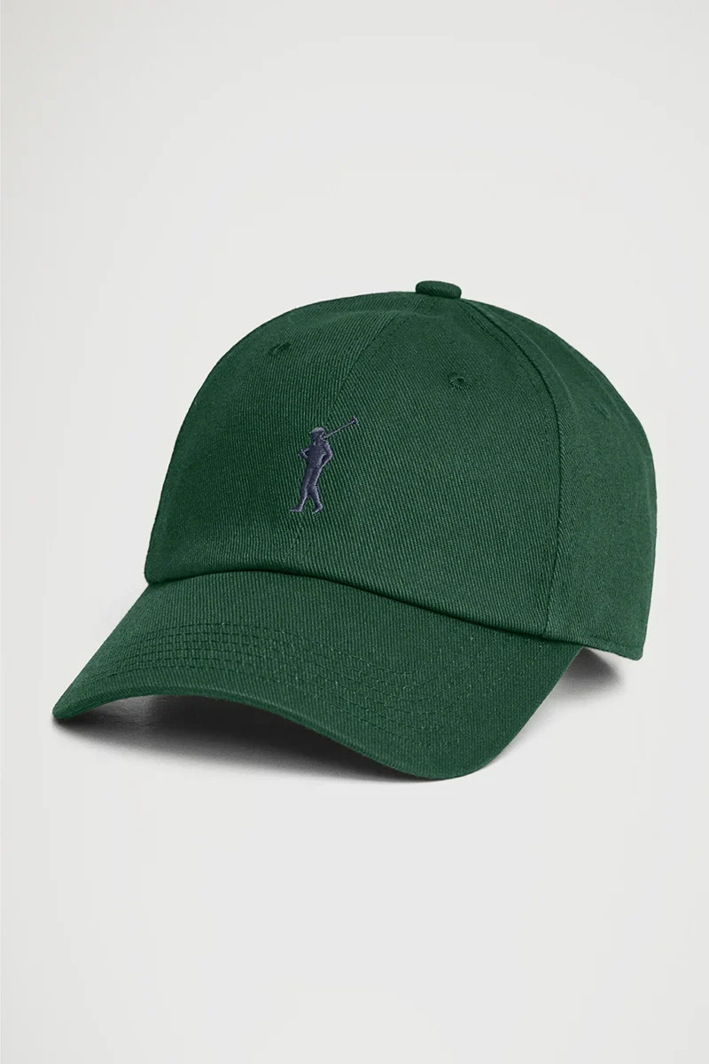 Gorra verde botella de seis paneles con logo Rigby Go