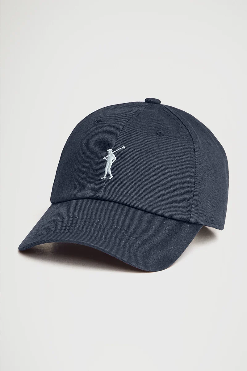 Gorra azul denim de seis paneles con logo Rigby Go