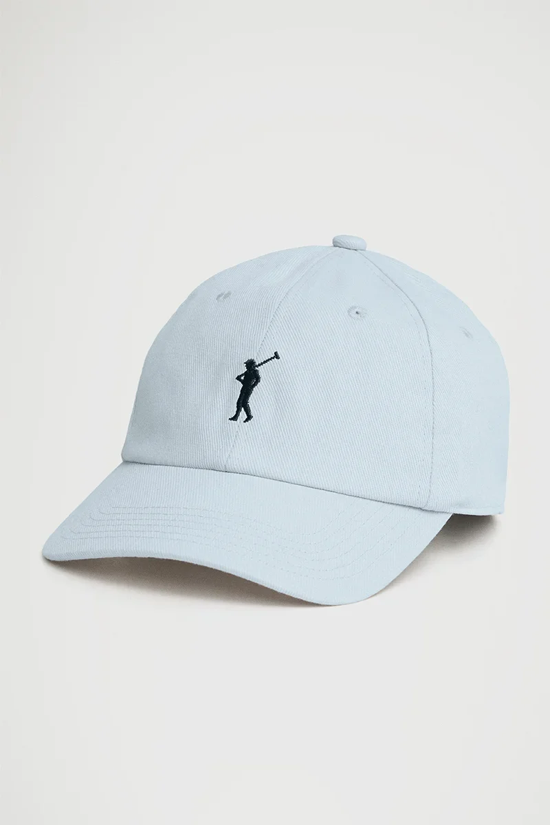 Gorra azul claro de seis paneles con logo Rigby Go