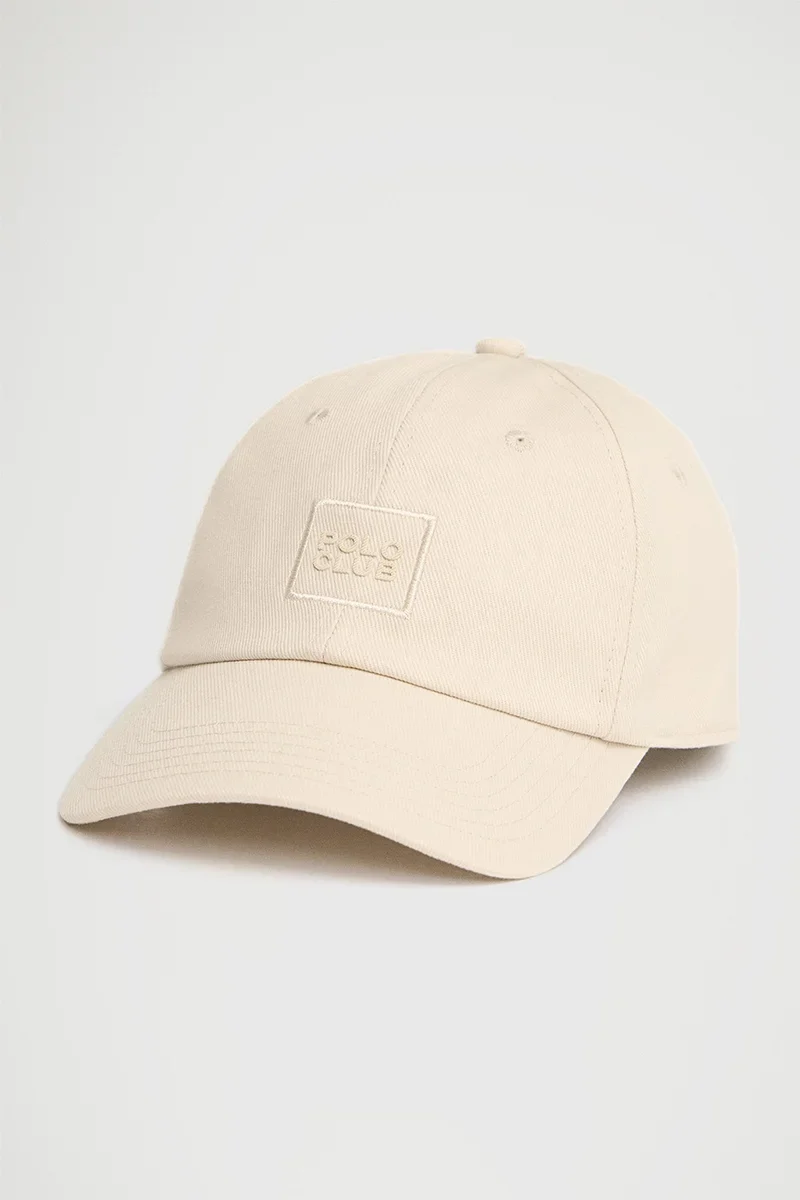 Gorra beige de seis paneles con logo Polo Club