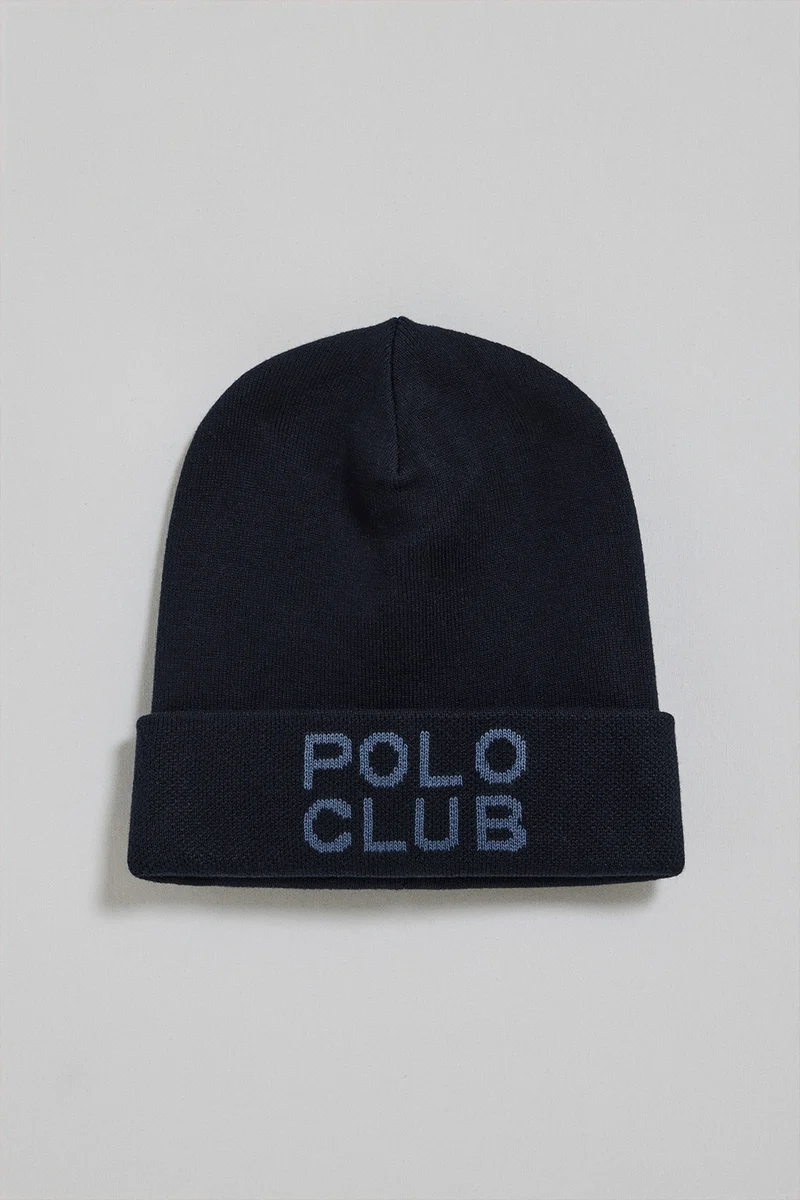 Gorro Verth azul marino con logotipo jacquard Polo Club