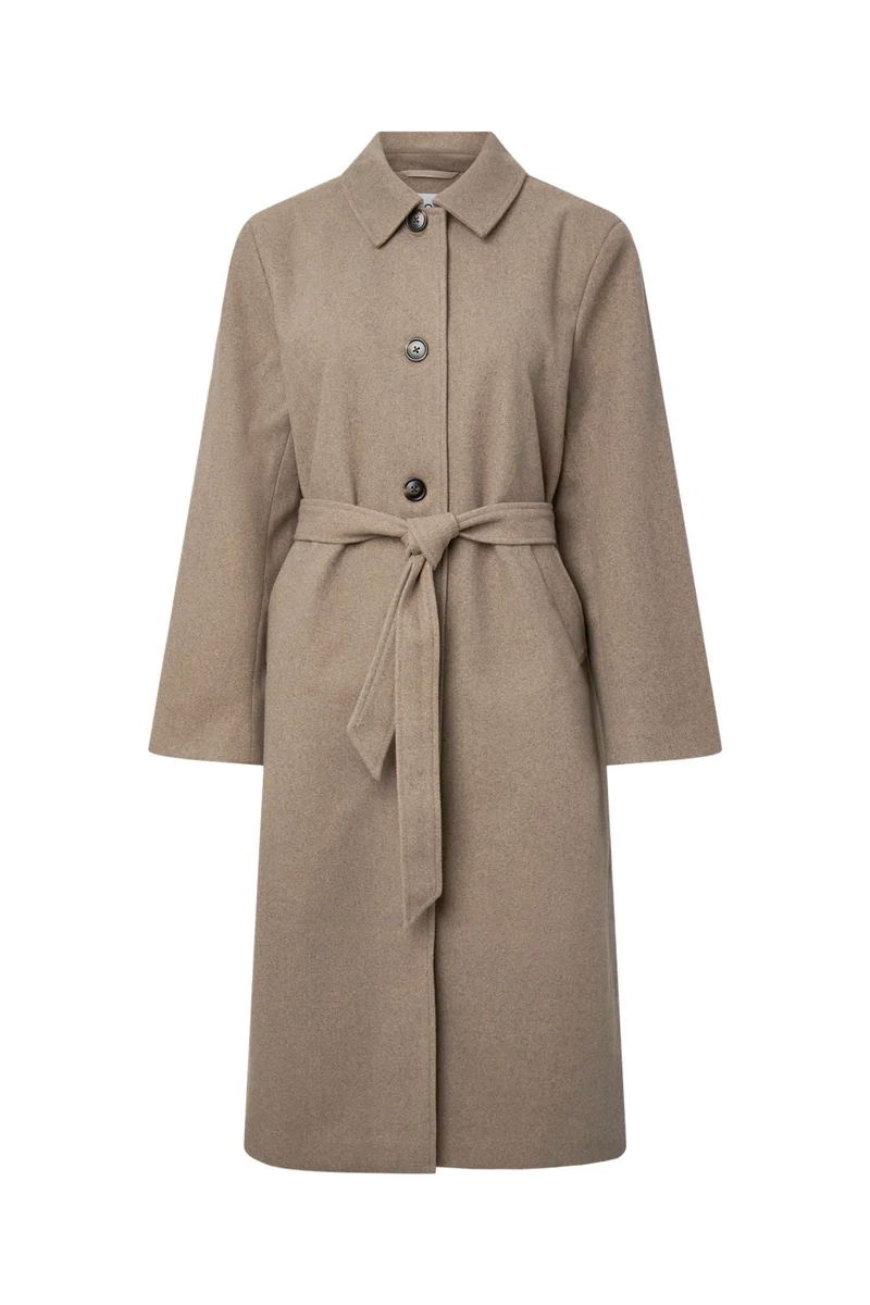 Pieces - Pcaya Long Coat - 5050603 Greige Melange
