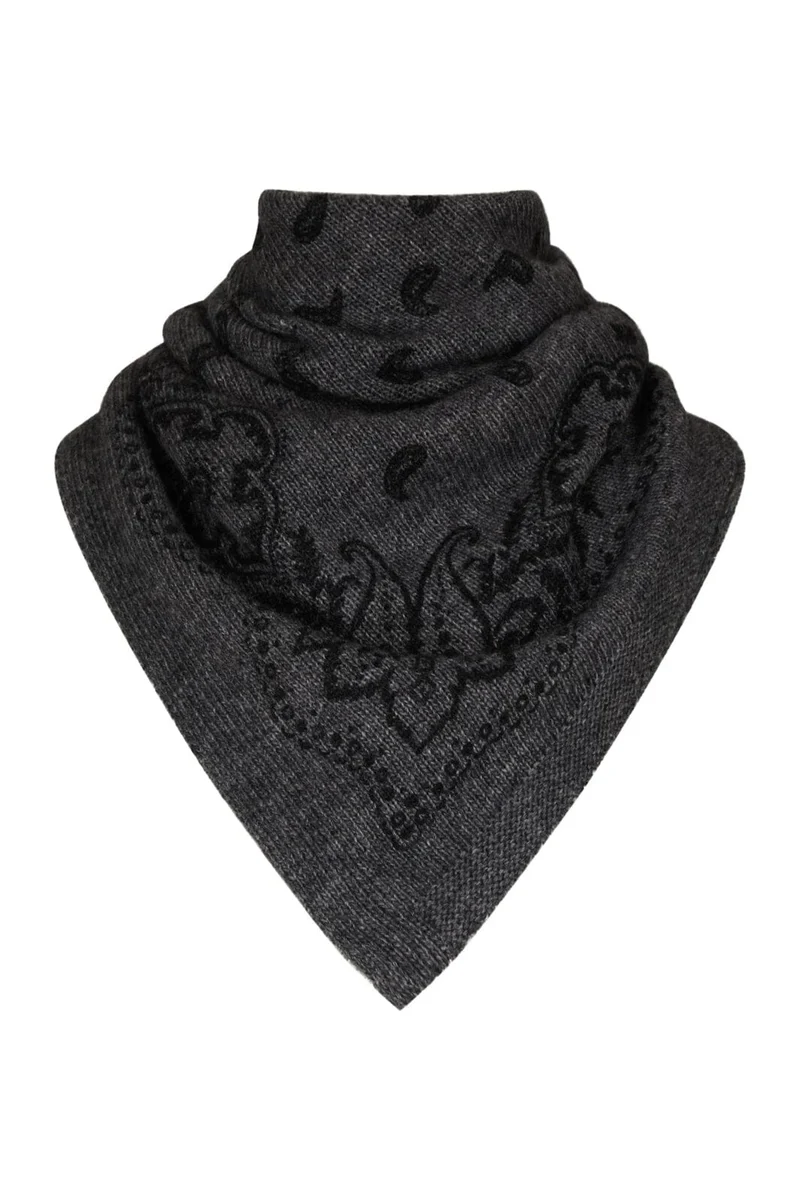 Neo Noir - Adelina Paisley Knit Scarf 169506 - 136 - Antracit Melange