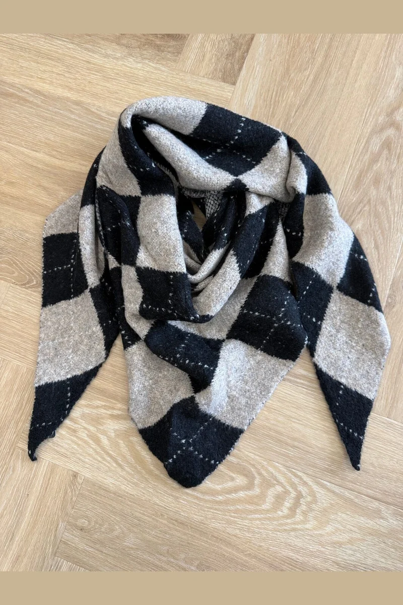Marta Du Chateau - Mdcgretzel Scarf Ba-3446 - Black/Taupe