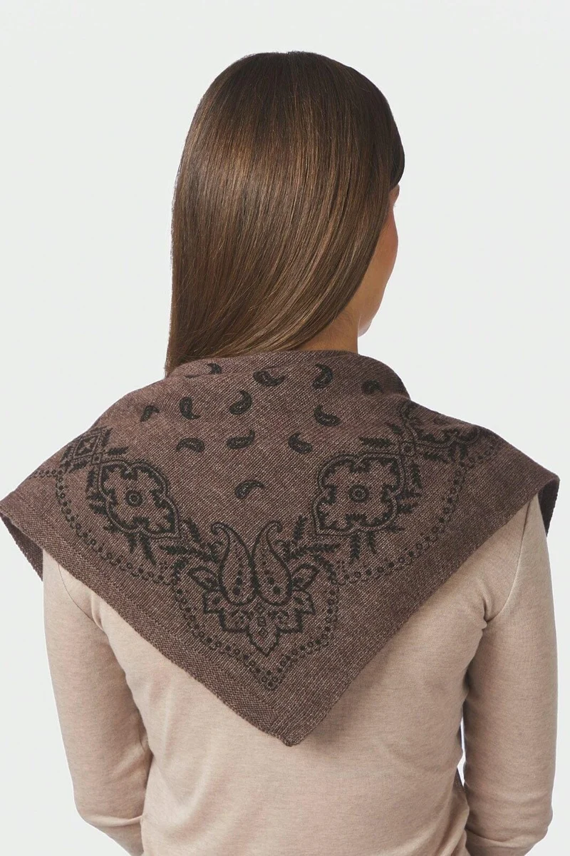 Neo Noir - Adelina Paisley Knit Scarf 169506 - 205 - Brown Melange