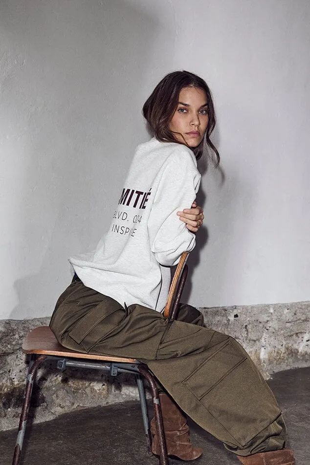 Haute L'Amitié - Back Print Studio Sweat HL10686 - Pearl Melange