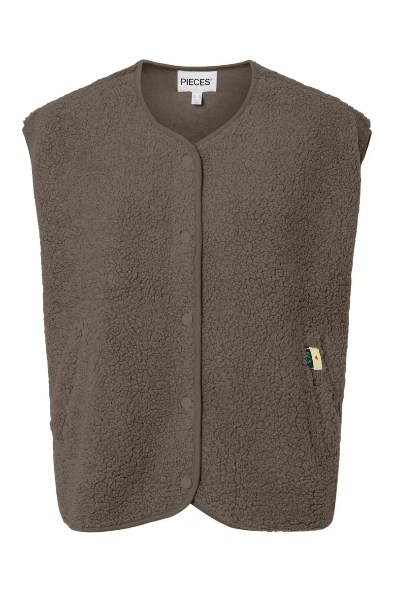 Pieces - Pckatty Teddy Vest - 5098427 Morel