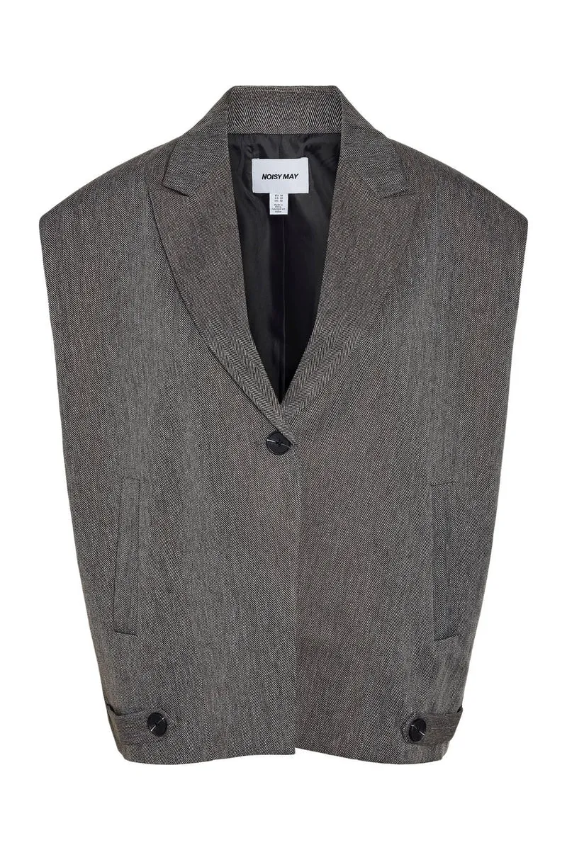 Noisy May - Nmremy S/L Waistcoat Tlr - 5056931 Dark Grey Herringbone